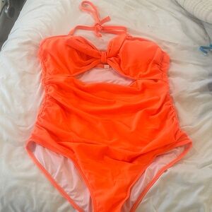 Tempt Me Womens Neon Orange One-Piece Swimsuit w/cut-out.Very flattering.